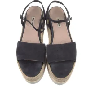 EUC Miu Miu Authentic Platform B&amp;W Sandals w buckle strap