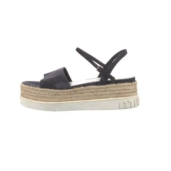 EUC Miu Miu Authentic Platform B&amp;W Sandals w buckle strap