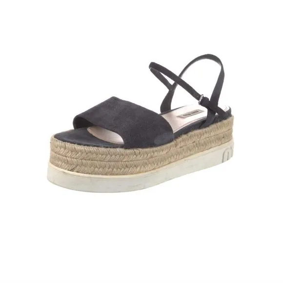 EUC Miu Miu Authentic Platform B&amp;W Sandals w buckle strap