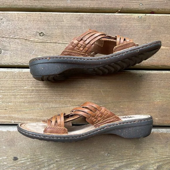 EUC UGG Keala Brown Woven Leather Huarache Slip On Sandals in Women's 9/EU 40