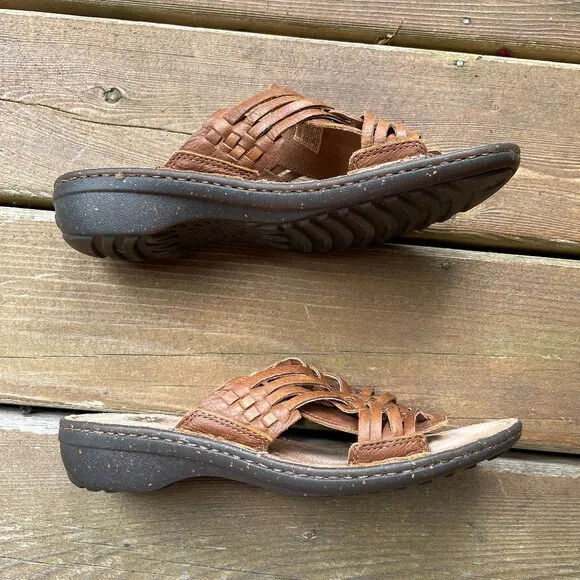 EUC UGG Keala Brown Woven Leather Huarache Slip On Sandals in Women's 9/EU 40