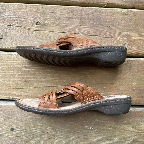 EUC UGG Keala Brown Woven Leather Huarache Slip On Sandals in Women's 9/EU 40