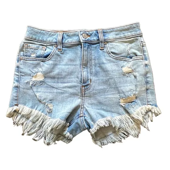 EUNINA HIGH WAISTED MEDIUM WASH CUTOFF DENIM SHORT SIZE SMALL