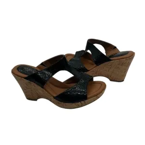 Euro Soft By Sofft Black Patent Farrah Cork Wedge Sandals Size 6 Women’s