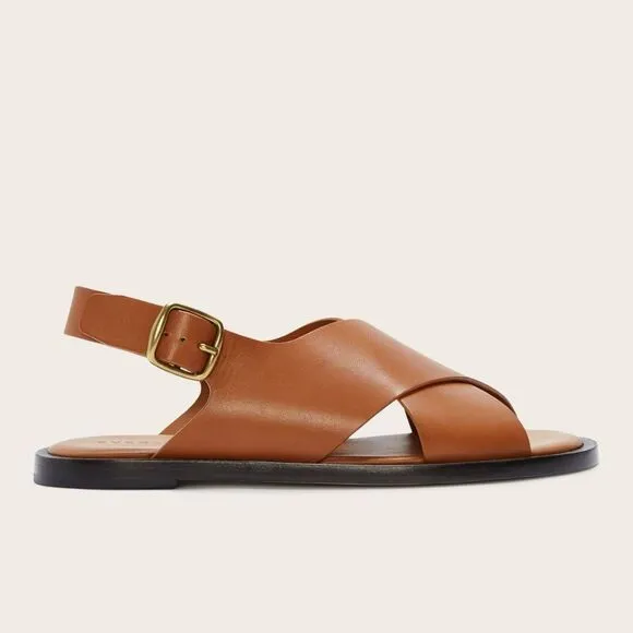 Everlane The City Crossover Sandal in Desert Tan Brown Leather Size 6.5 New
