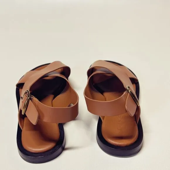 Everlane The City Crossover Sandal in Desert Tan Brown Leather Size 6.5 New