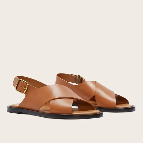 Everlane The City Crossover Sandal in Desert Tan Brown Leather Size 6.5 New