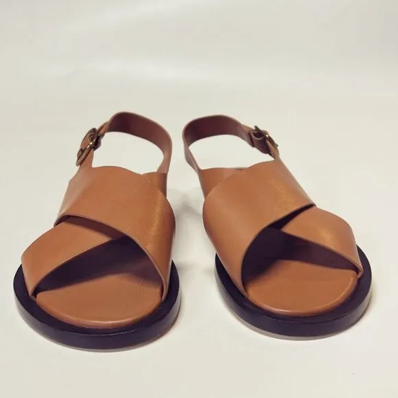 Everlane The City Crossover Sandal in Desert Tan Brown Leather Size 6.5 New