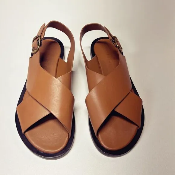 Everlane The City Crossover Sandal in Desert Tan Brown Leather Size 6.5 New