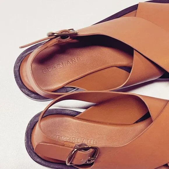 Everlane The City Crossover Sandal in Desert Tan Brown Leather Size 6.5 New