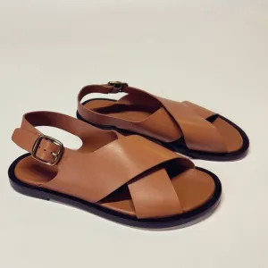 Everlane The City Crossover Sandal in Desert Tan Brown Leather Size 6.5 New