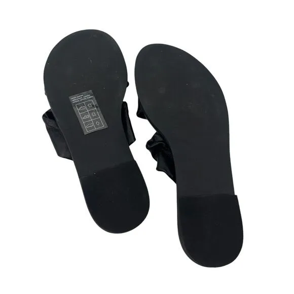 EVERLANE The Day Twist Sandal Black Leather Slip On Flat Heel Size 9 NEW