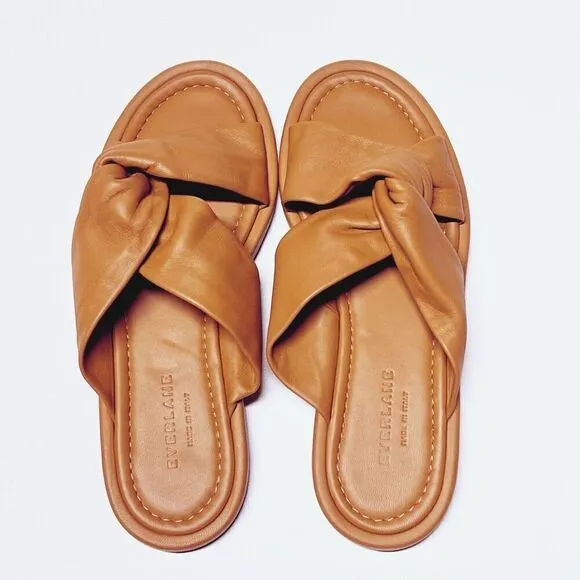 Everlane The Day Twist Sandal Desert Tan Italian Leather Size 7 NEW