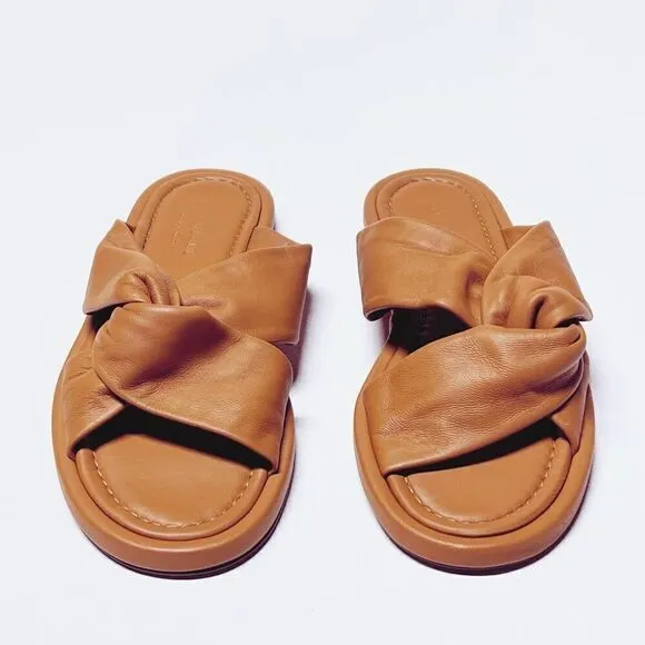 Everlane The Day Twist Sandal Desert Tan Italian Leather Size 7 NEW
