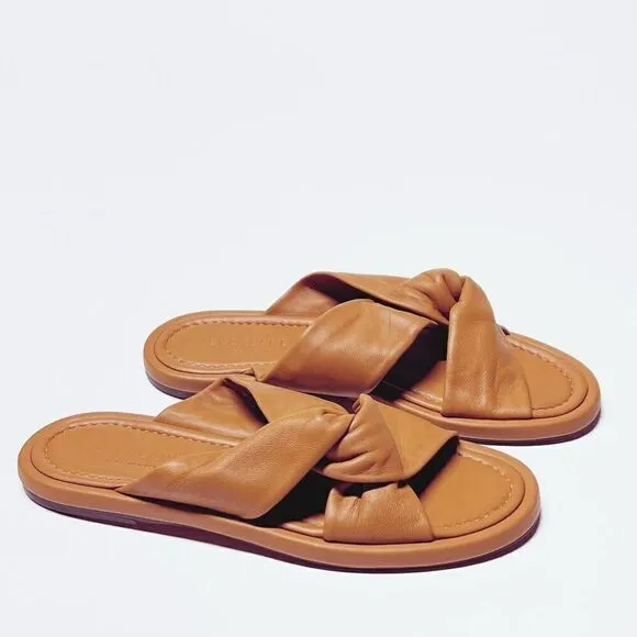 Everlane The Day Twist Sandal Desert Tan Italian Leather Size 7 NEW