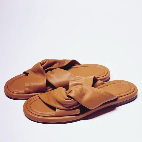 Everlane The Day Twist Sandal Desert Tan Italian Leather Size 7 NEW