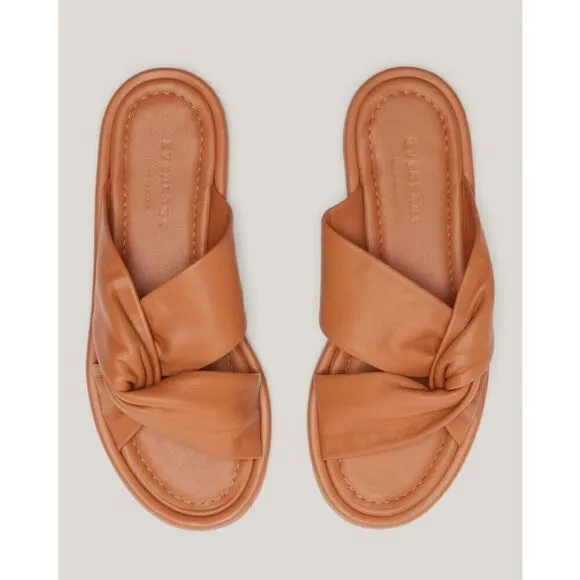 Everlane The Day Twist Sandal Desert Tan Italian Leather Size 7 NEW