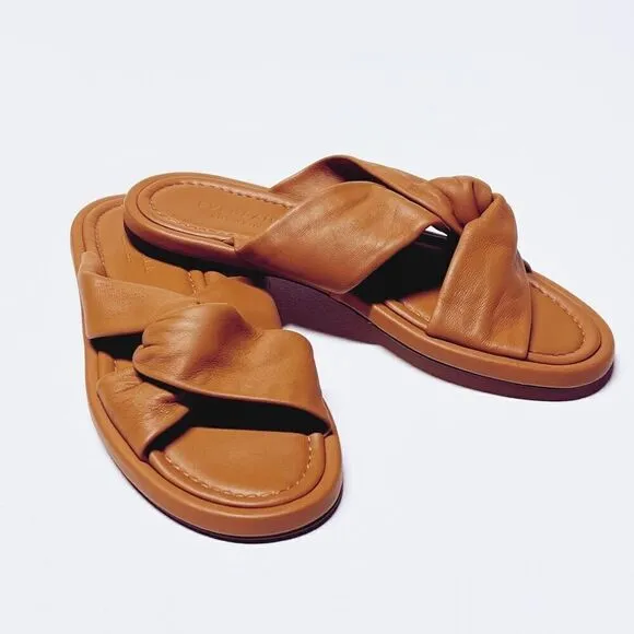 Everlane The Day Twist Sandal Desert Tan Italian Leather Size 7 NEW