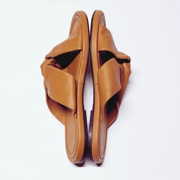 Everlane The Day Twist Sandal Desert Tan Italian Leather Size 7 NEW
