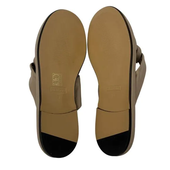 EVERLANE The Day Twist Sandal Warm Khaki Leather Slip On Flat Heel Size 9 NEW