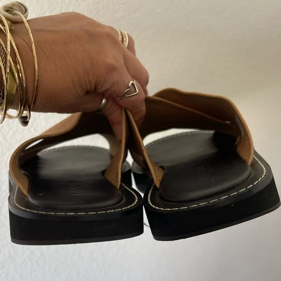 Everlane The ReKnit City Platform Sandals In Caramel Crossover Slides Size 8