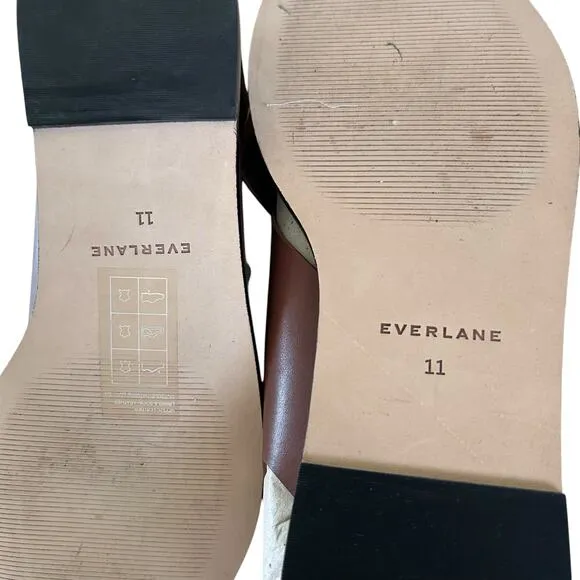 EVERLANE Women’s Leather The City Crossover Slingback Sandal in Rum-Size 11