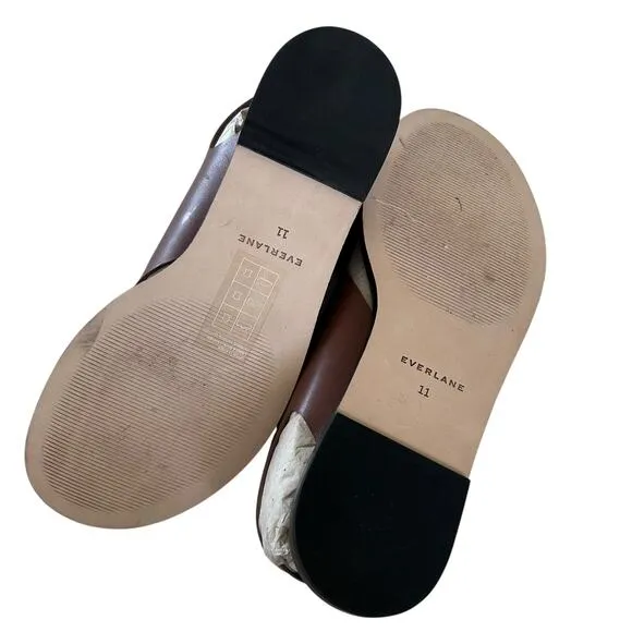 EVERLANE Women’s Leather The City Crossover Slingback Sandal in Rum-Size 11