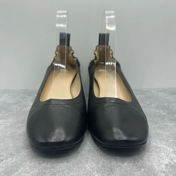 Everlane Womens The Day Black Leather Block Heels Sandals Size 8.5 Slip On Comfy