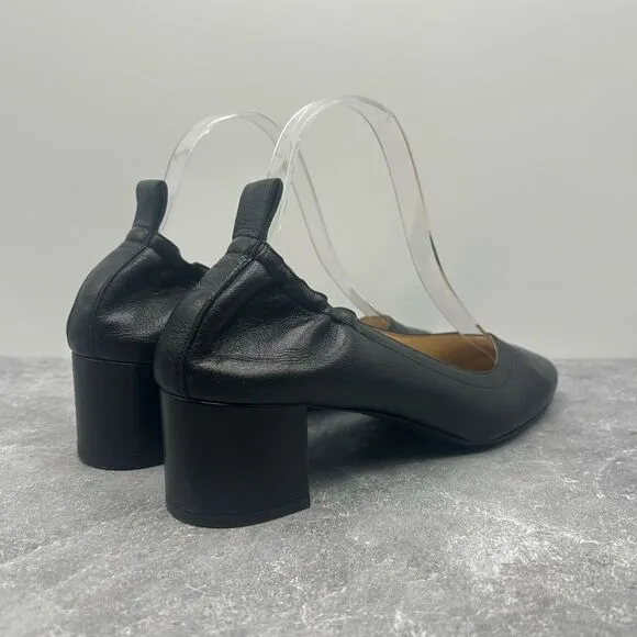 Everlane Womens The Day Black Leather Block Heels Sandals Size 8.5 Slip On Comfy