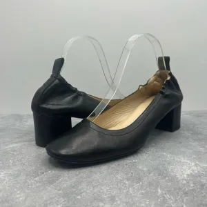 Everlane Womens The Day Black Leather Block Heels Sandals Size 8.5 Slip On Comfy
