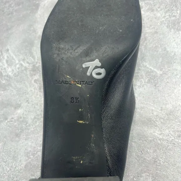 Everlane Womens The Day Black Leather Block Heels Sandals Size 8.5 Slip On Comfy
