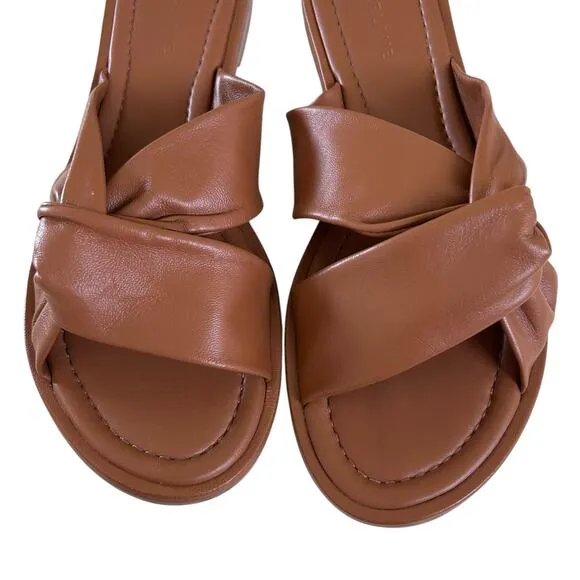 EVERLANE Women's The Day Twist Leather Slide Sandal in Desert Tan-Size 9