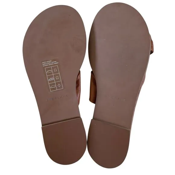 EVERLANE Women's The Day Twist Leather Slide Sandal in Desert Tan-Size 9