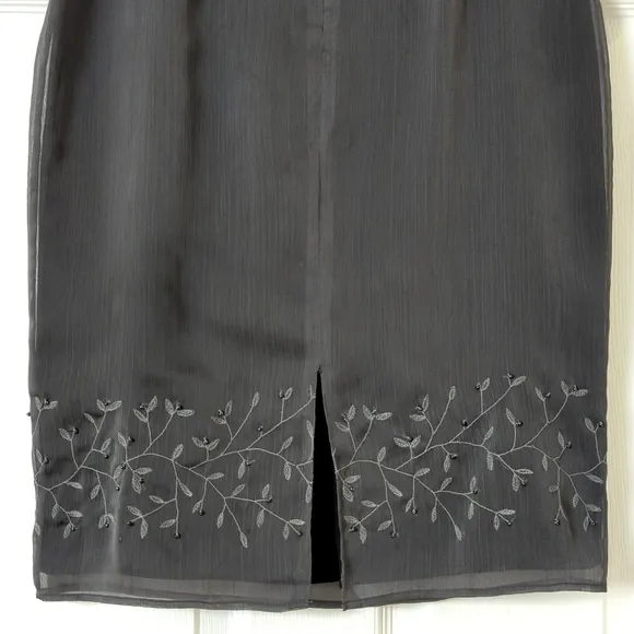 Express 90's Vintage Vine Embroidered &amp; Beaded Straight Knee Length Skirt 9/10