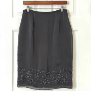 Express 90's Vintage Vine Embroidered &amp; Beaded Straight Knee Length Skirt 9/10