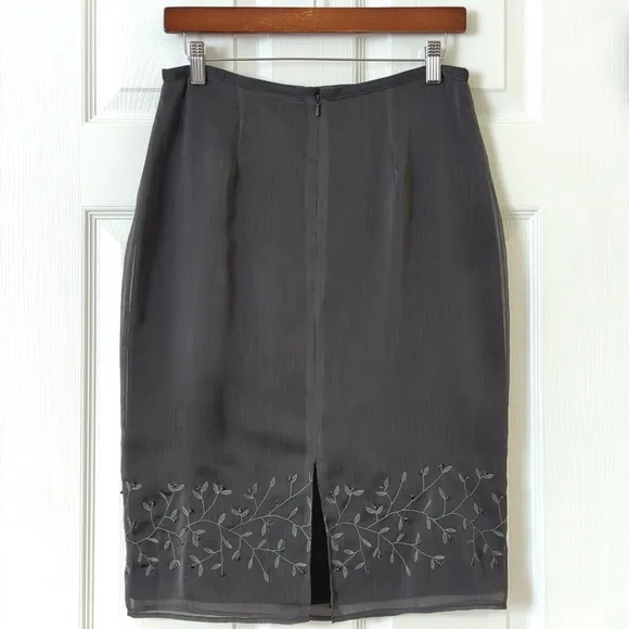 Express 90's Vintage Vine Embroidered &amp; Beaded Straight Knee Length Skirt 9/10
