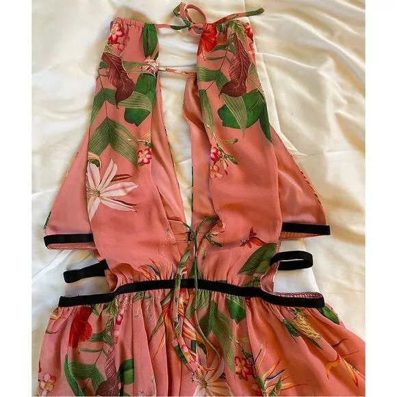 Express Pink Floral Cut Out Maxi -  Medium