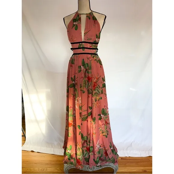 Express Pink Floral Cut Out Maxi -  Medium