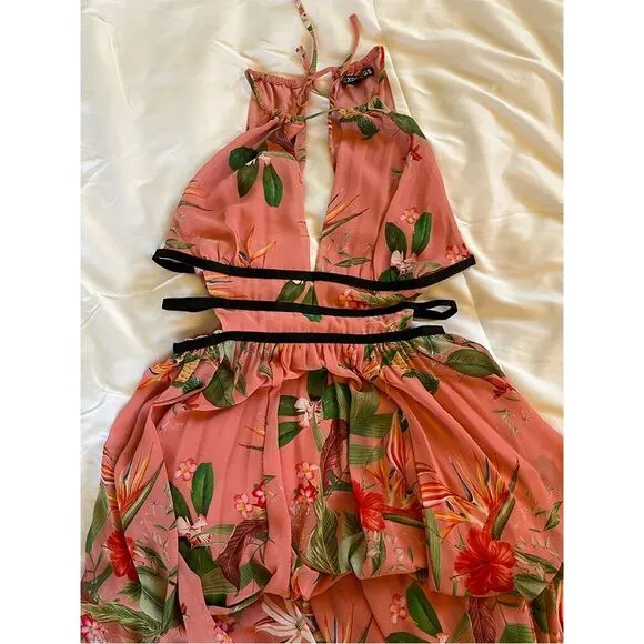 Express Pink Floral Cut Out Maxi -  Medium