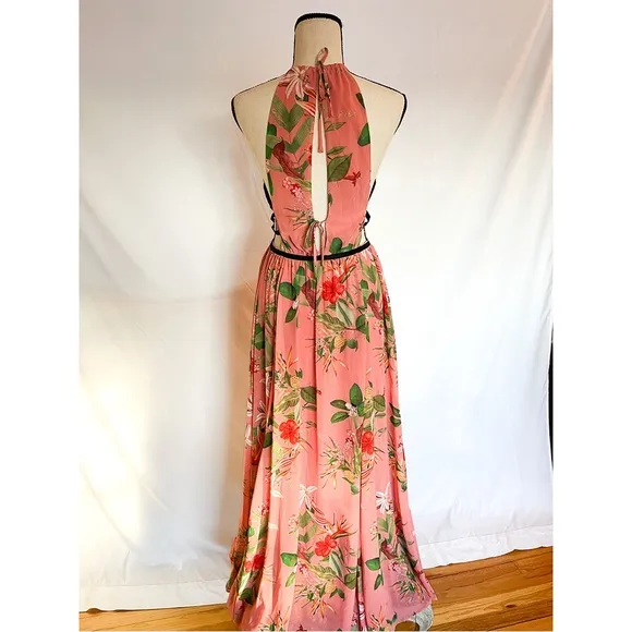 Express Pink Floral Cut Out Maxi -  Medium