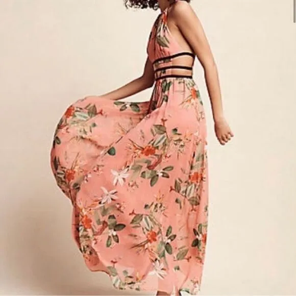 Express Pink Floral Cut Out Maxi -  Medium
