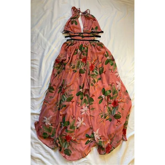 Express Pink Floral Cut Out Maxi -  Medium