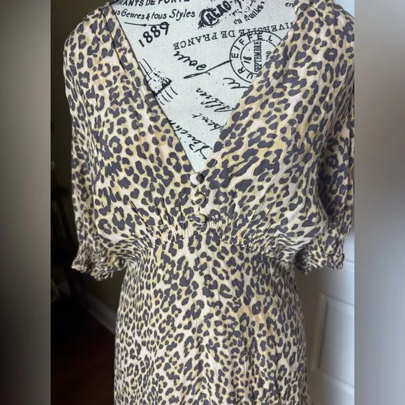 Faithfull the Brand Marie Louise Mila Leopard Animal Print Midi Dress 6