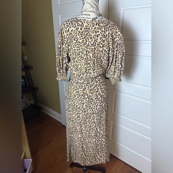 Faithfull the Brand Marie Louise Mila Leopard Animal Print Midi Dress 6