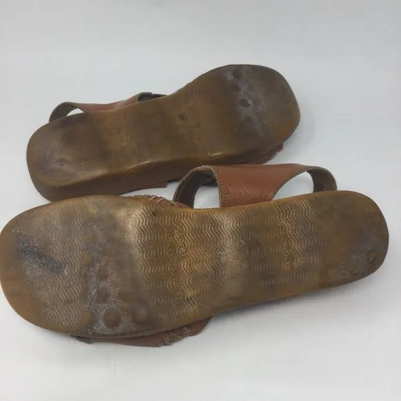 Famolare Tan Leather Wedge Sandals  &quot;Go There&quot; 8M