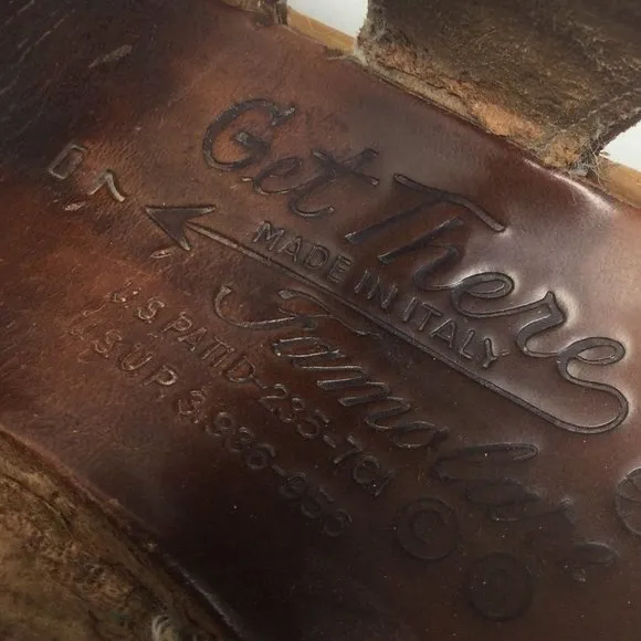 Famolare Tan Leather Wedge Sandals  &quot;Go There&quot; 8M