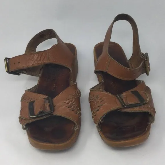 Famolare Tan Leather Wedge Sandals  &quot;Go There&quot; 8M