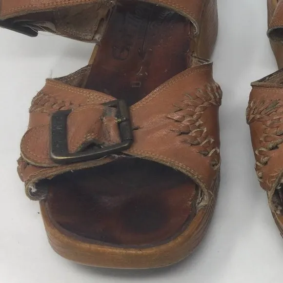 Famolare Tan Leather Wedge Sandals  &quot;Go There&quot; 8M