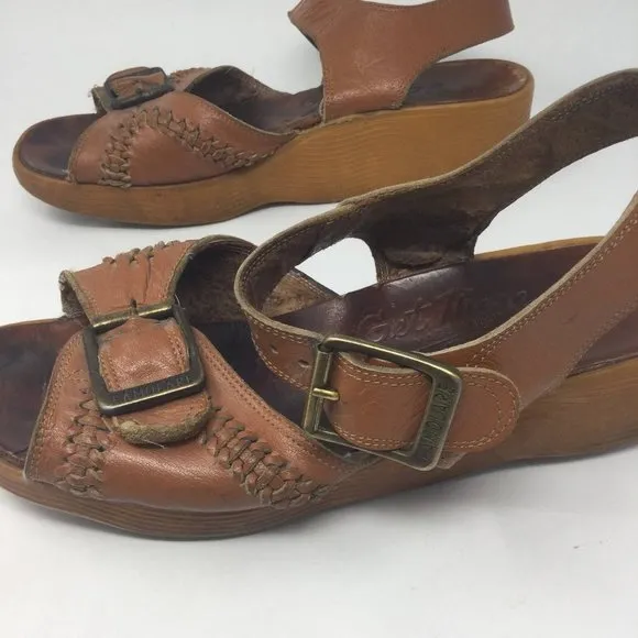 Famolare Tan Leather Wedge Sandals  &quot;Go There&quot; 8M