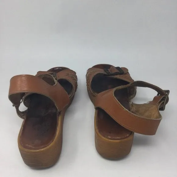 Famolare Tan Leather Wedge Sandals  &quot;Go There&quot; 8M